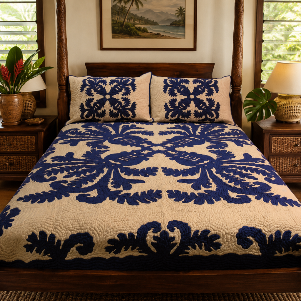 King's Royal Vase Bedspread | from the Kenui Quilt Collection