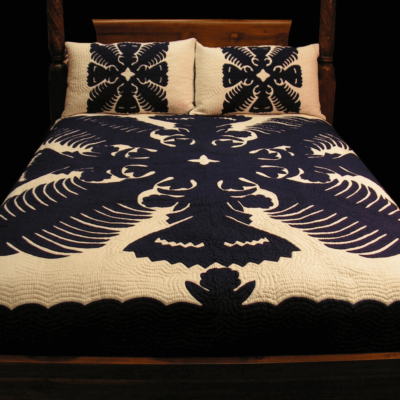 Hawaiian Quilt Bedspread - Kahili & Fan Design