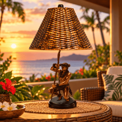 Kekoa with spear hula lamp