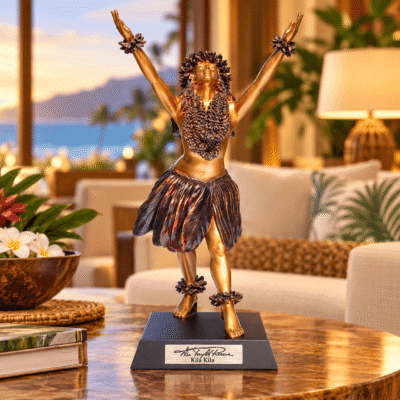 Hula dancer with raised arms
