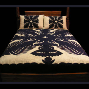 Kahili & Fan Design Hawaiian Quilt Bedspread