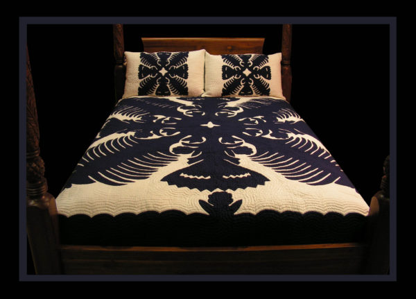Kahili & Fan Design Hawaiian Quilt Bedspread