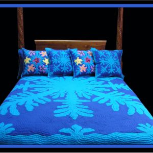 Ocean Coral Design Hawaiian Quilt Bedspread