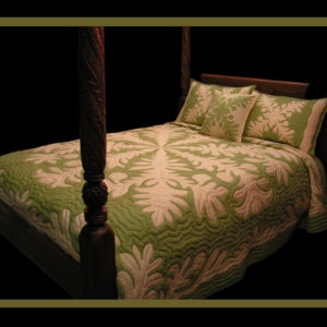 Reversible Ulu Design Hawaiian Quilt Bedspread