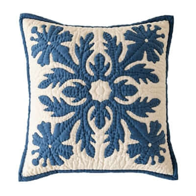Blue hibiscus quilted pillow slip
