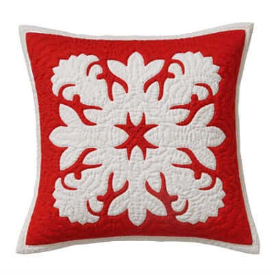 Red Lehua quilte pillow slip