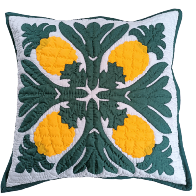 18" Hawaiian Quilt Pillow Slip Pineapple Design