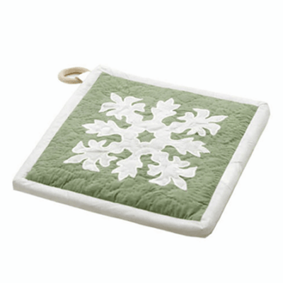 8"x8" Potholder - Seafoam Green Hibiscus
