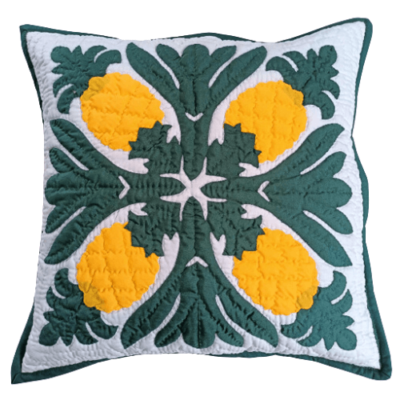 18" Hawaiian Quilt Pillow Slip Pineapple Design