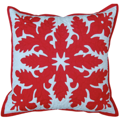 Red Hibiscus Quilted Pillow Slip