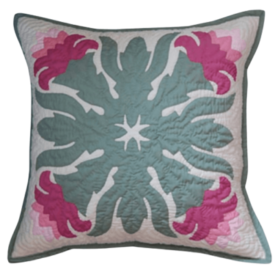 18" Hawaiian Quilt Pillow slip - Pink Guzmania Design