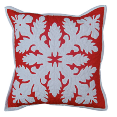 18" Hawaiian Quilted Pillow Slip - Hibiscus Design