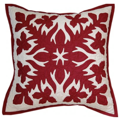 18" Hawaiian Quilted Pillow Slip - Burgundy Orchid Design