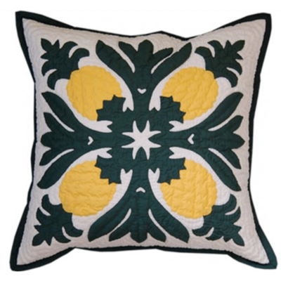 18" Hawaiian Quilted Pillow Slip - MC Pineapple Design