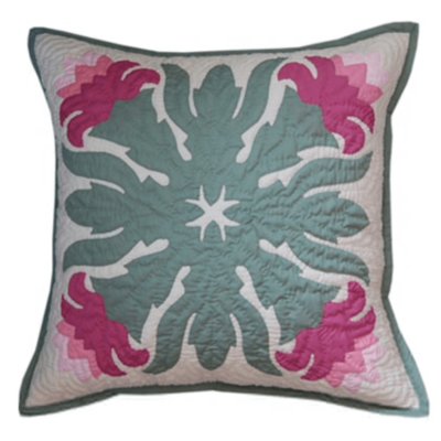 18" Hawaiian Quilted Pillow Slip - Pink Guzmania Design