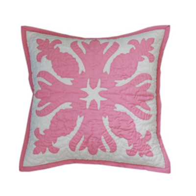 12" Hawaiian Quilted Pillow Slip - Dusty Rose Pineapple Design