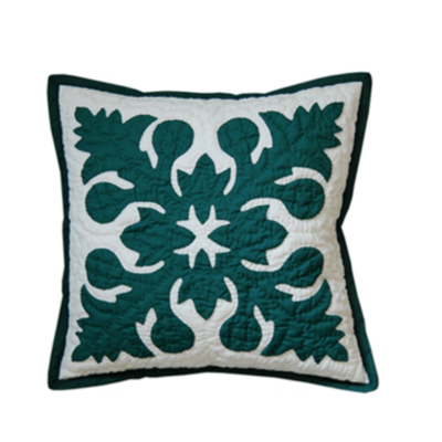 12" Hawaiian Quilted Pillow Slip - Hunter Green Ulu Design