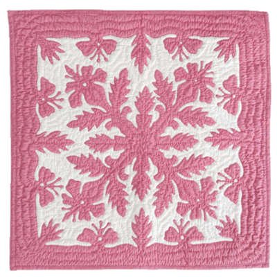 pink hibiscus wall hanging quilt