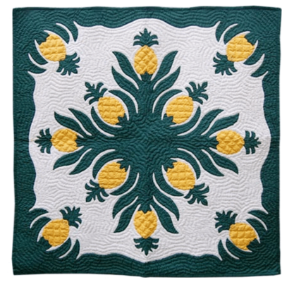 Hawaiian Quilt Wall Hanging - Pineapple Design