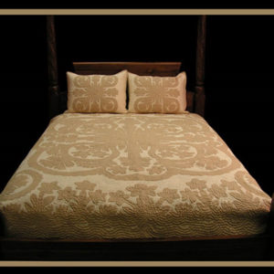 Tuberose and Pikake Design Hawaiian Quilt Bedspread