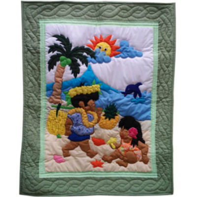 Green Keiki Picnic Design Baby Blanket