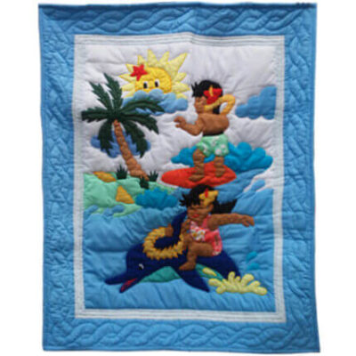 Blue Surfin Keiki Baby Blanket