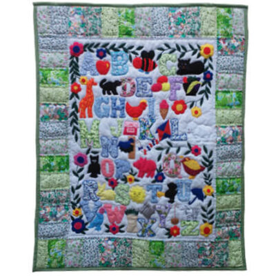 Green Patched American ABC Baby Blanket