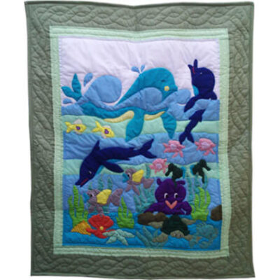 Green Undersea Friends Baby Blanket