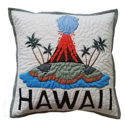 18" Hawaiian Quilted Pillow Slip - Volcano Design