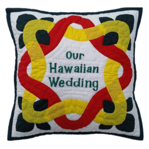 18" Hawaiian Quilted Pillow Slip - Hawaiian Wedding Design