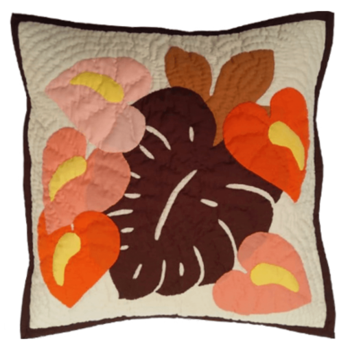 18" Hawaiian Quilted Pillow Slip - Anthurium Design