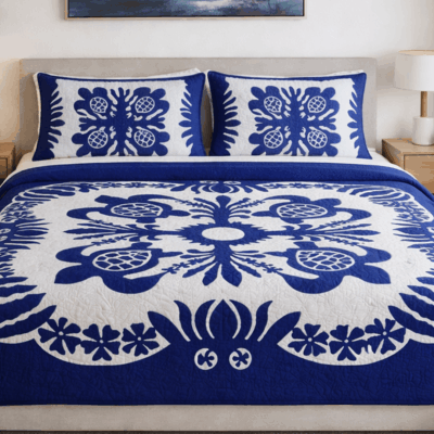 Hawaiian Quilt Bedspread - Honu (Sea Turtle) Design