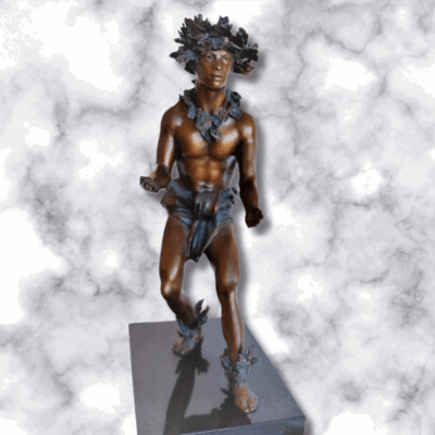 Kane 2 statue by Kim Taylor Reece – male hula dancer cold cast resin sculpture in traditional pose