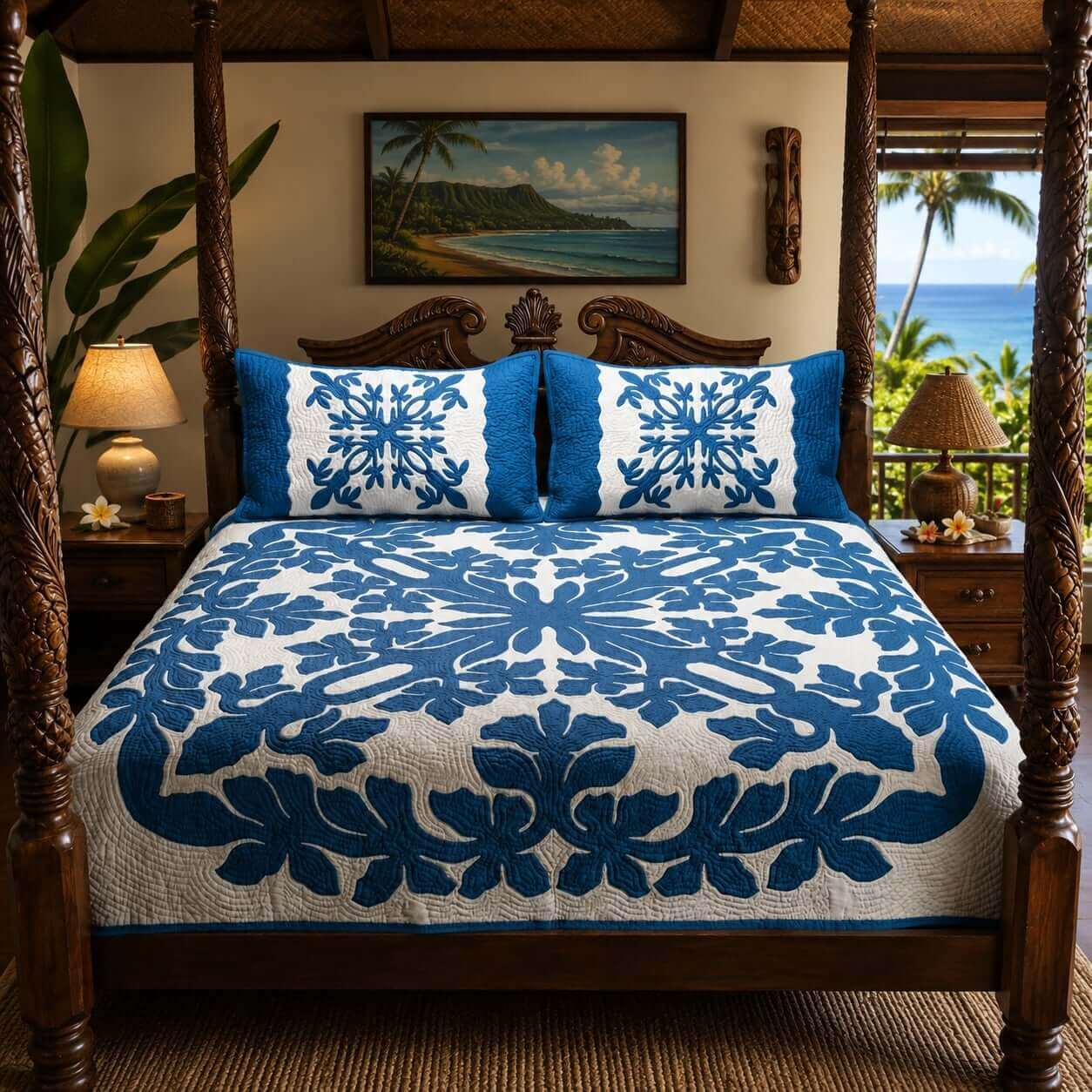 Hawaiian Quilt Bedspread Orchid