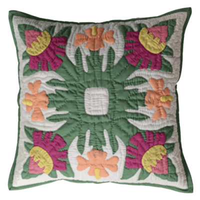 18" Hawaiian Quilt Pillow Slip - Tropical Flowers Design