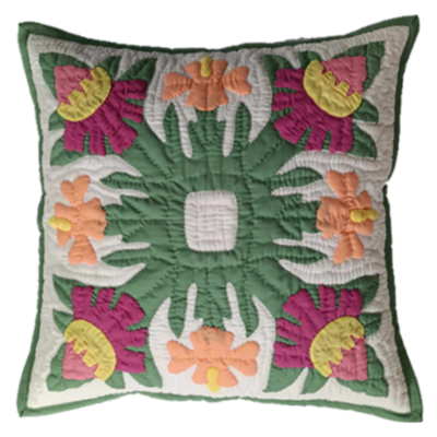 18" Hawaiian Quilted Pillow Slip - Tropical Flowers Design