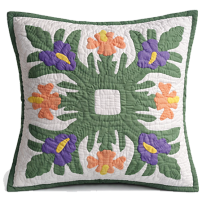 18" Hawaiian Quilt Pillow Slip - MC Tropical Flowers 2