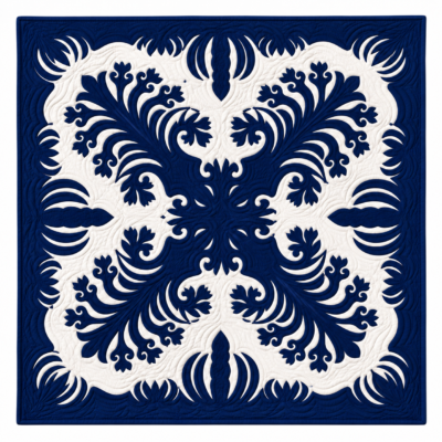 42" blue wall hanging quilt Silversword