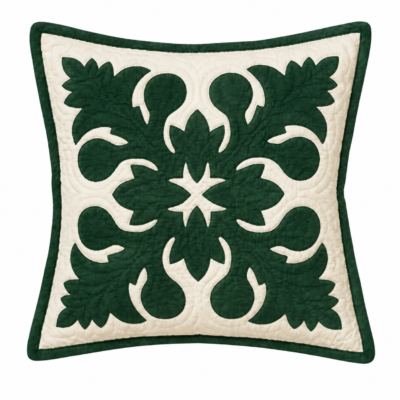 Ulu Design Pillow slip hunter green on off white